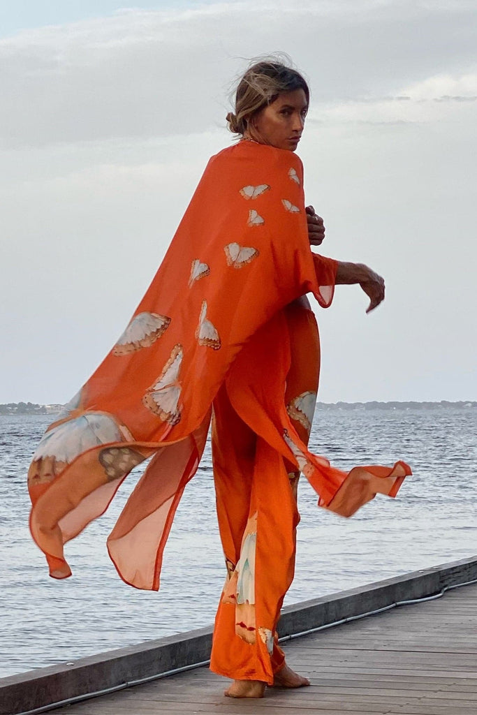 Erte Kaftan Tangerine Butterfly