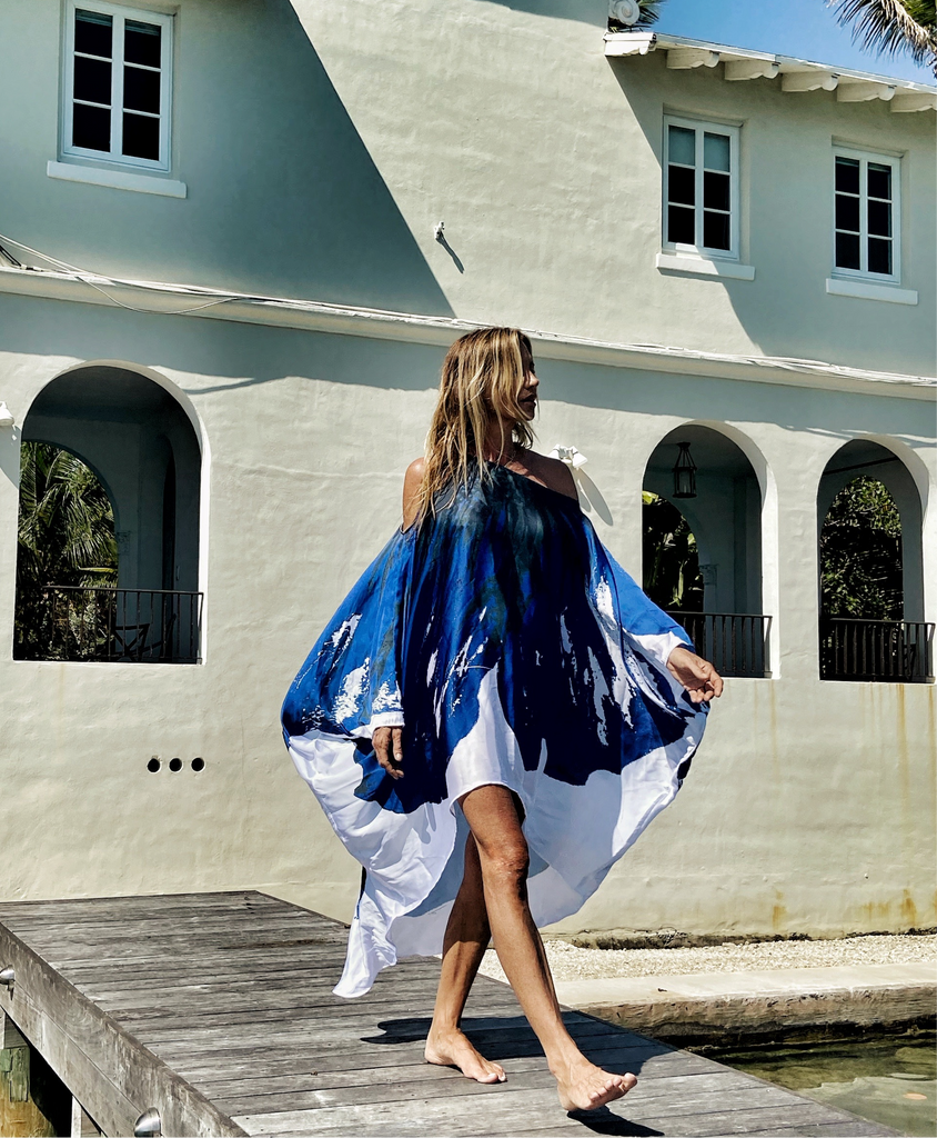 Riri Blue Hibiscus Kaftan - Vacation Wear & Resort Wear | Ramona Larue ...